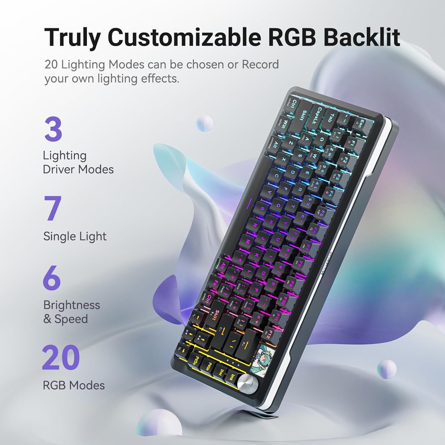 REDRAGON K708 FLEKACT PRO RGB Gaming Mechanical Keyboard, BT/2.4Ghz/Wired 3 - Mode, Leopard L Switch L - AHW Store