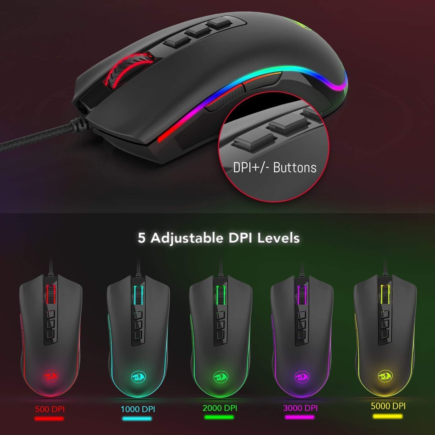 Redragon M711 Cobra RGB Gaming Mouse - AHW Store