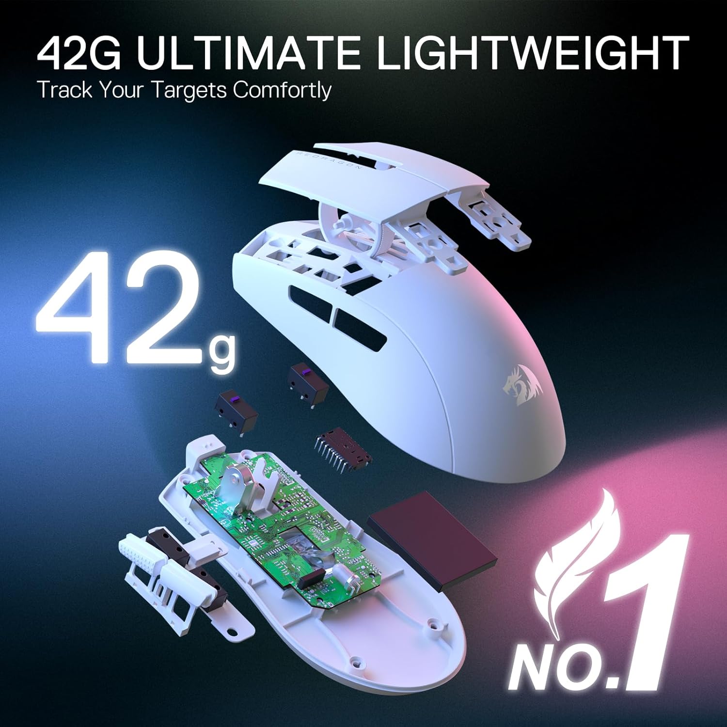 Redragon M724 Gaming Mouse, Wired, White, 3327 - AHW Store