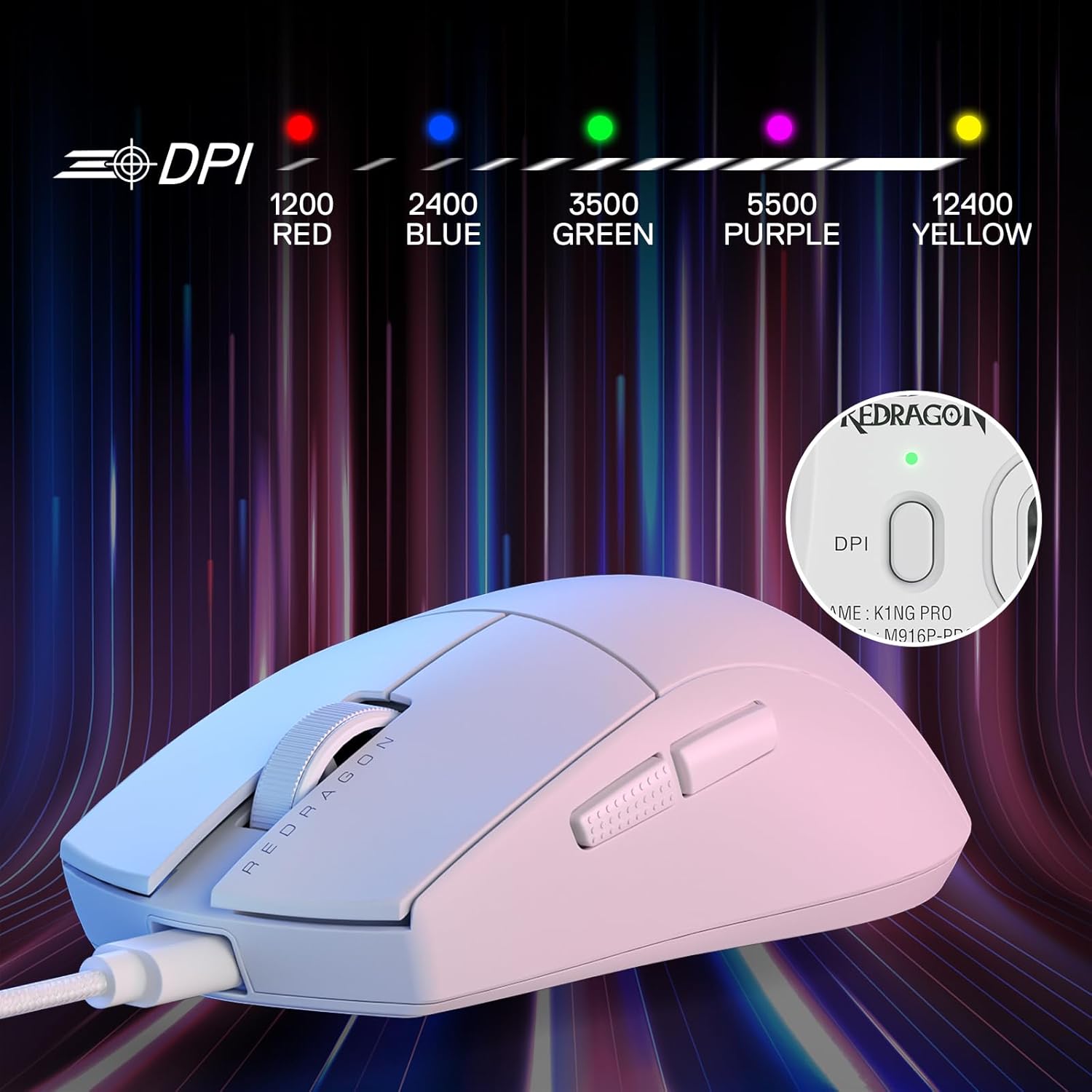 Redragon M724 Gaming Mouse, Wired, White, 3327 - AHW Store