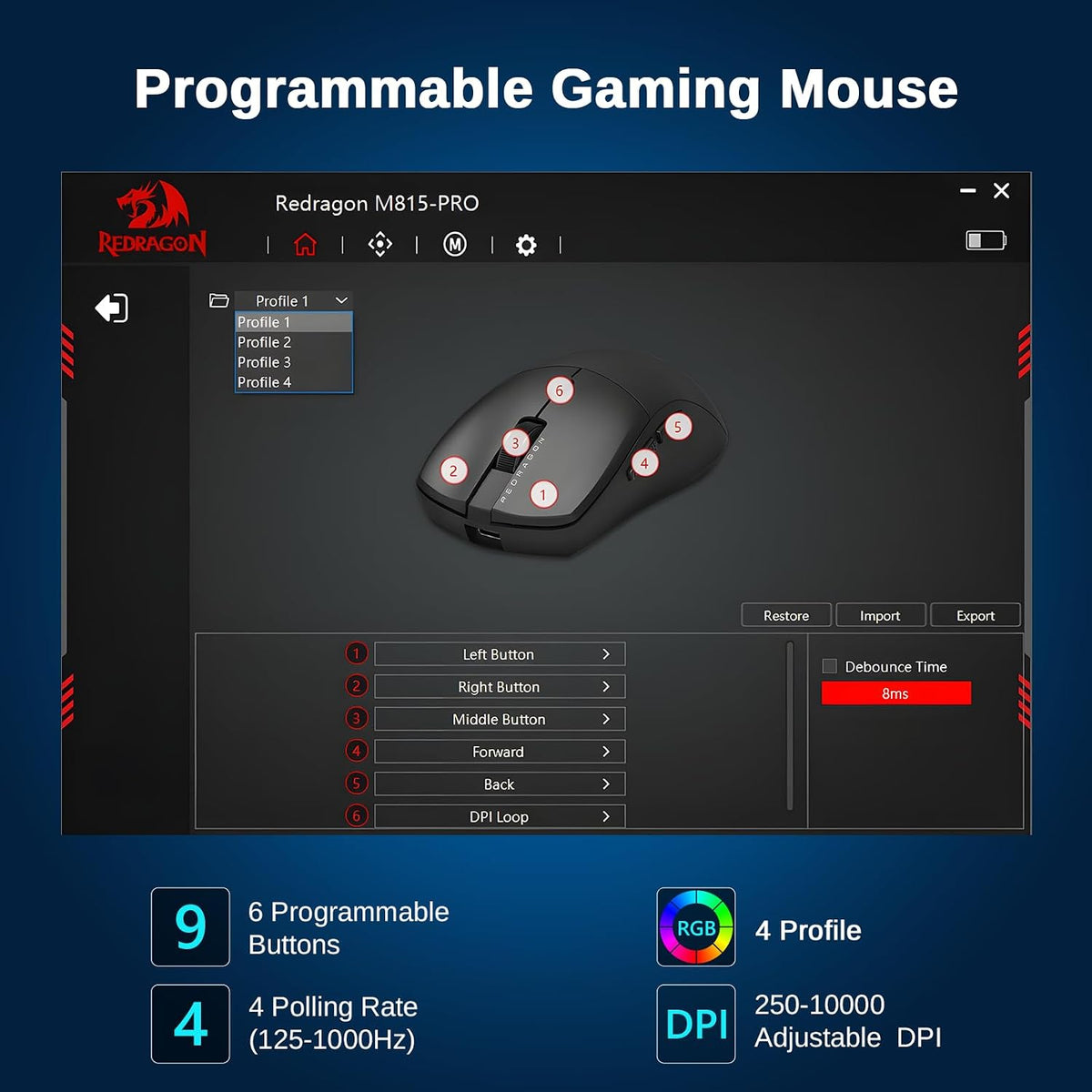 Redragon M815PRO Wireless Gaming Mouse - AHW Store