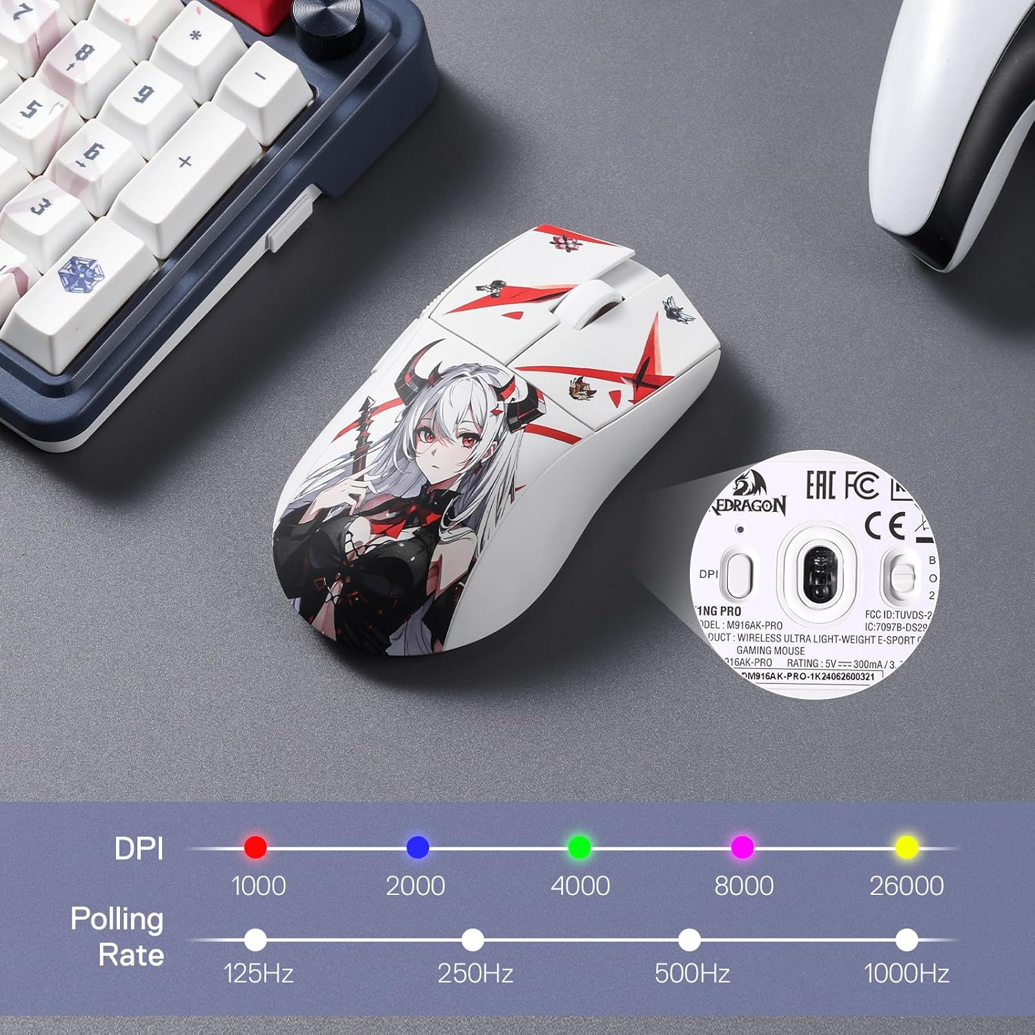 Redragon M916AK - PRO Wireless Gaming Mouse 49g 26000 DPI 3 - Mode Black - AHW Store