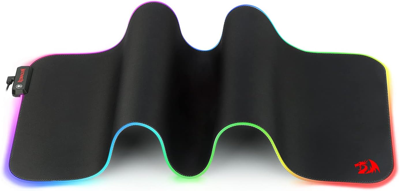 Redragon RGB LED Large Gaming Mouse Pad Soft Matt with Nonslip Base, XL Size with Stitched Edges for - AHW Store