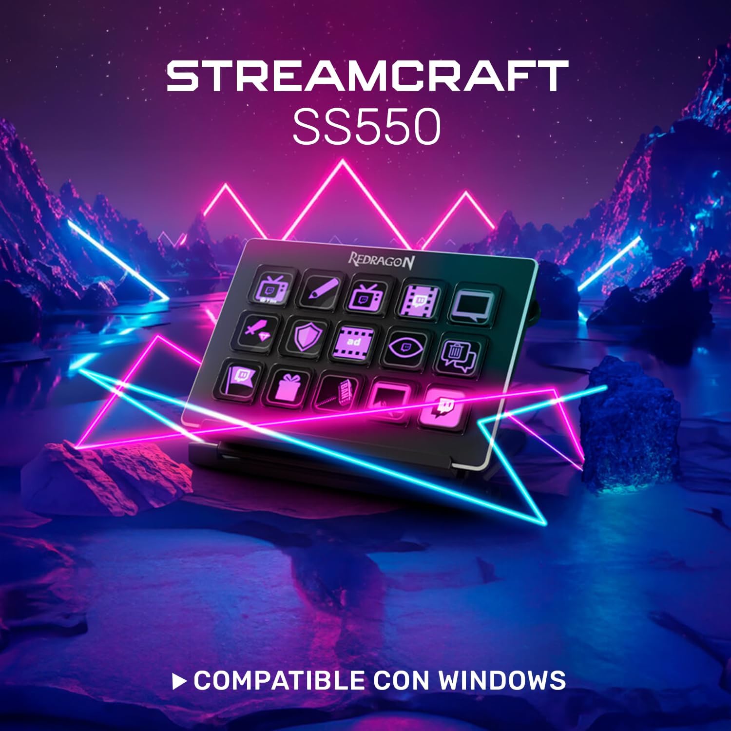 Redragon Streamdeck Streamcraft Ss550 Black Buttons LCD Plugins USB Connection - AHW Store