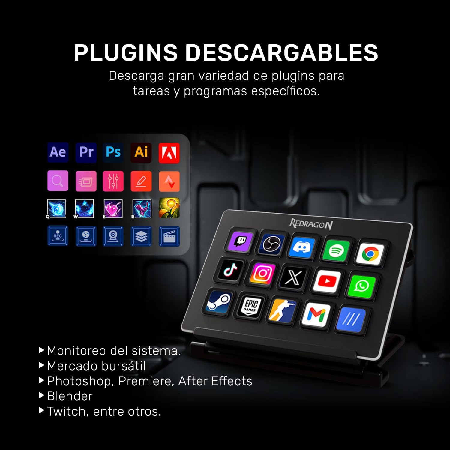 Redragon Streamdeck Streamcraft Ss550 Black Buttons LCD Plugins USB Connection - AHW Store