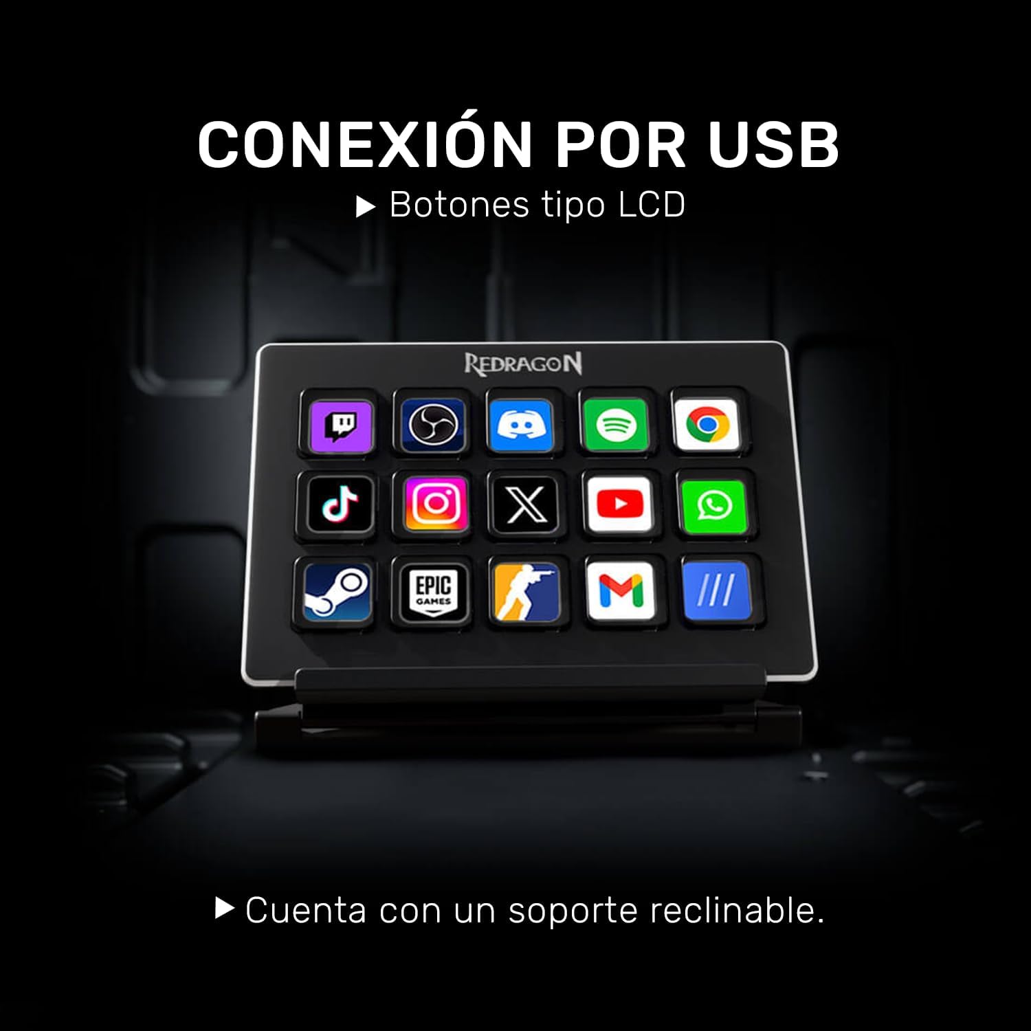 Redragon Streamdeck Streamcraft Ss550 Black Buttons LCD Plugins USB Connection - AHW Store