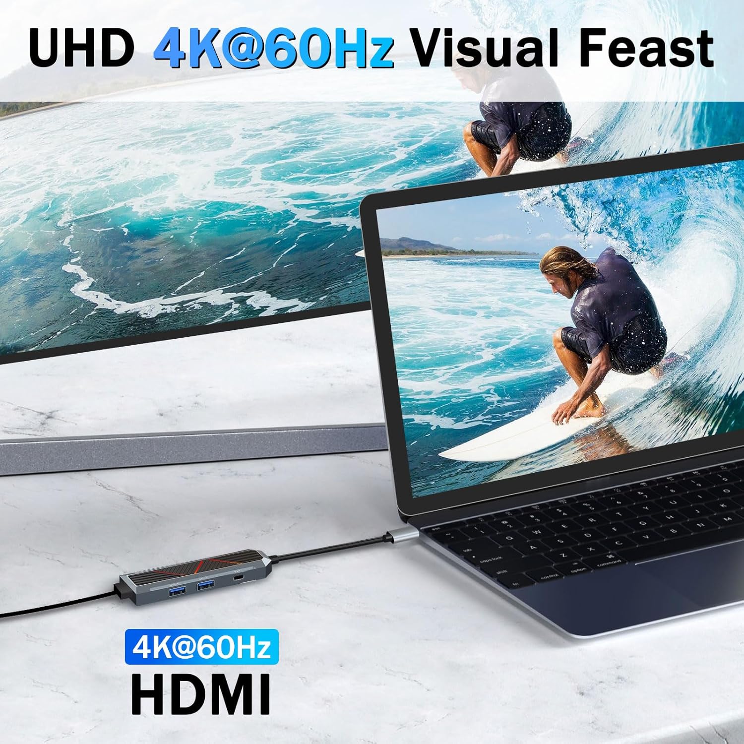 Redragon USB C Docking Station, 4 - in - 1 USB - C Hub, 4K@60HZ HDMI Adapter, Type C 100W Power Delivery, - AHW Store