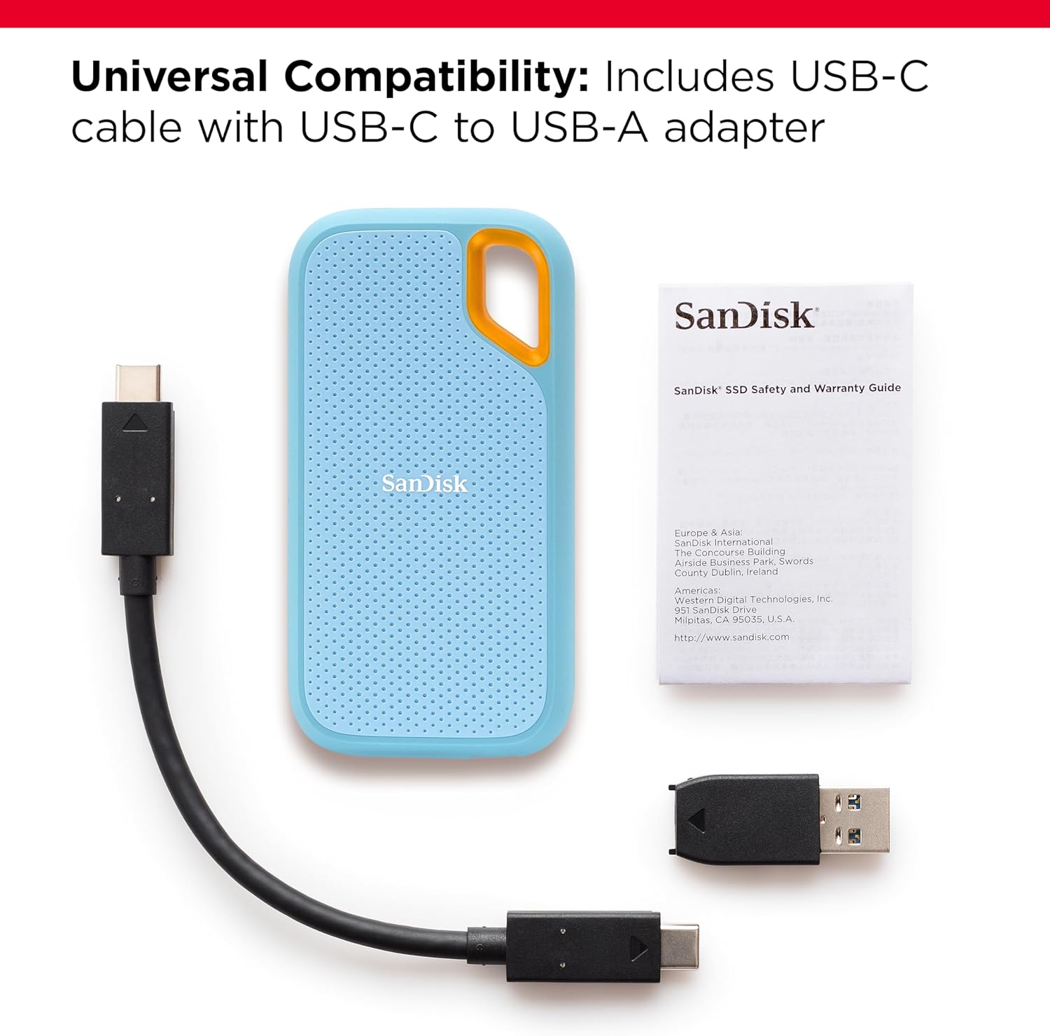 SanDisk 1TB Extreme Portable SSD - Up to 1050MB/s, USB - C, USB 3.2 Gen 2, IP65 Water and dust Resista - AHW Store