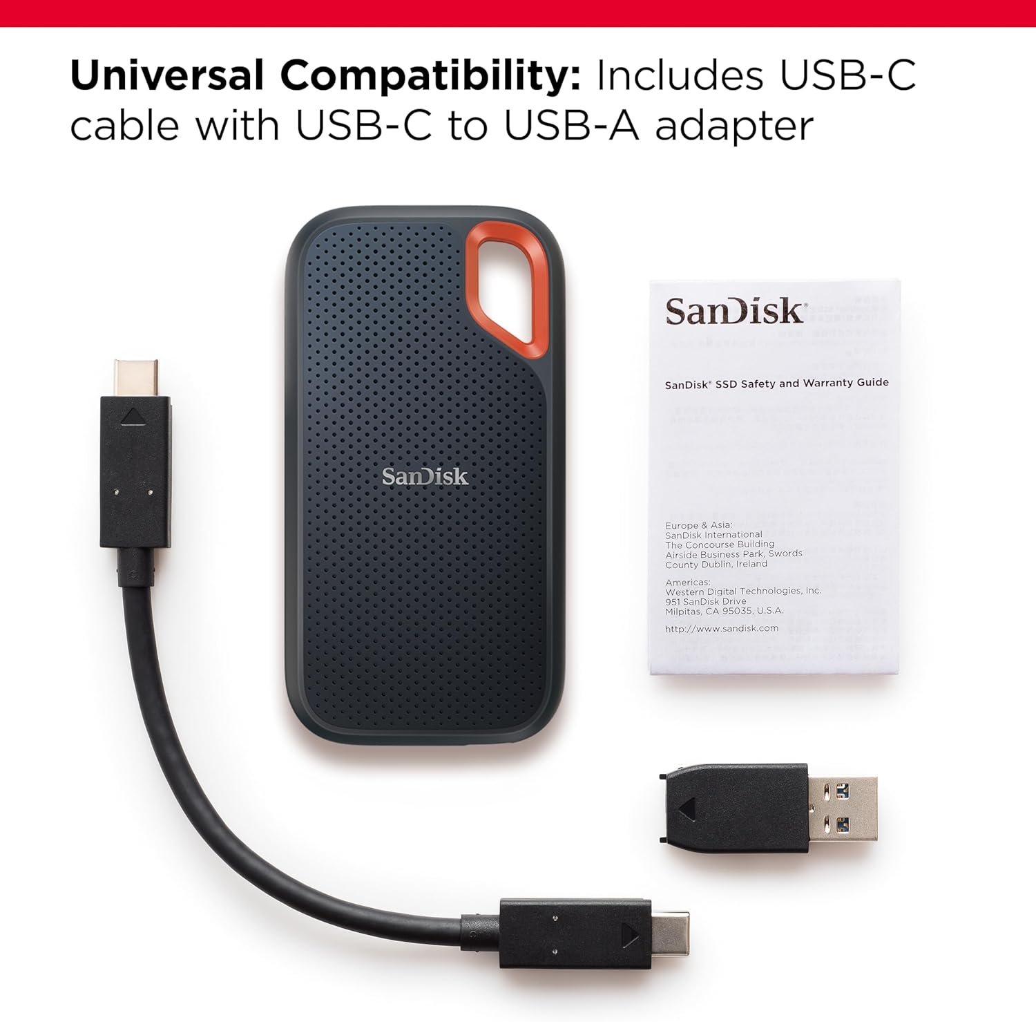 SanDisk 8TB Extreme Portable SSD - Up to 1050MB/s, USB - C, USB 3.2 Gen 2, IP65 Water and Dust Resista - AHW Store