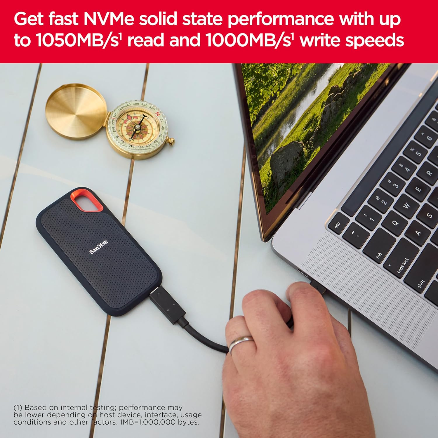 SanDisk 8TB Extreme Portable SSD - Up to 1050MB/s, USB - C, USB 3.2 Gen 2, IP65 Water and Dust Resista - AHW Store