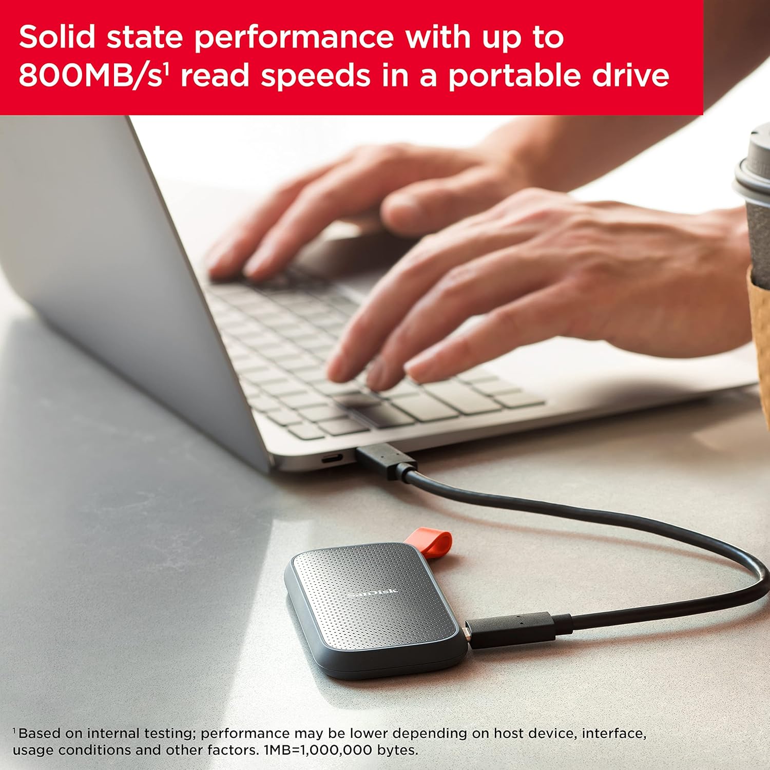 SanDisk Portable SSD 1TB - Up to 800MB/s, USB - C, USB 3.2 Gen 2 - SDSSDE30 - 1T00 - G26 - AHW Store