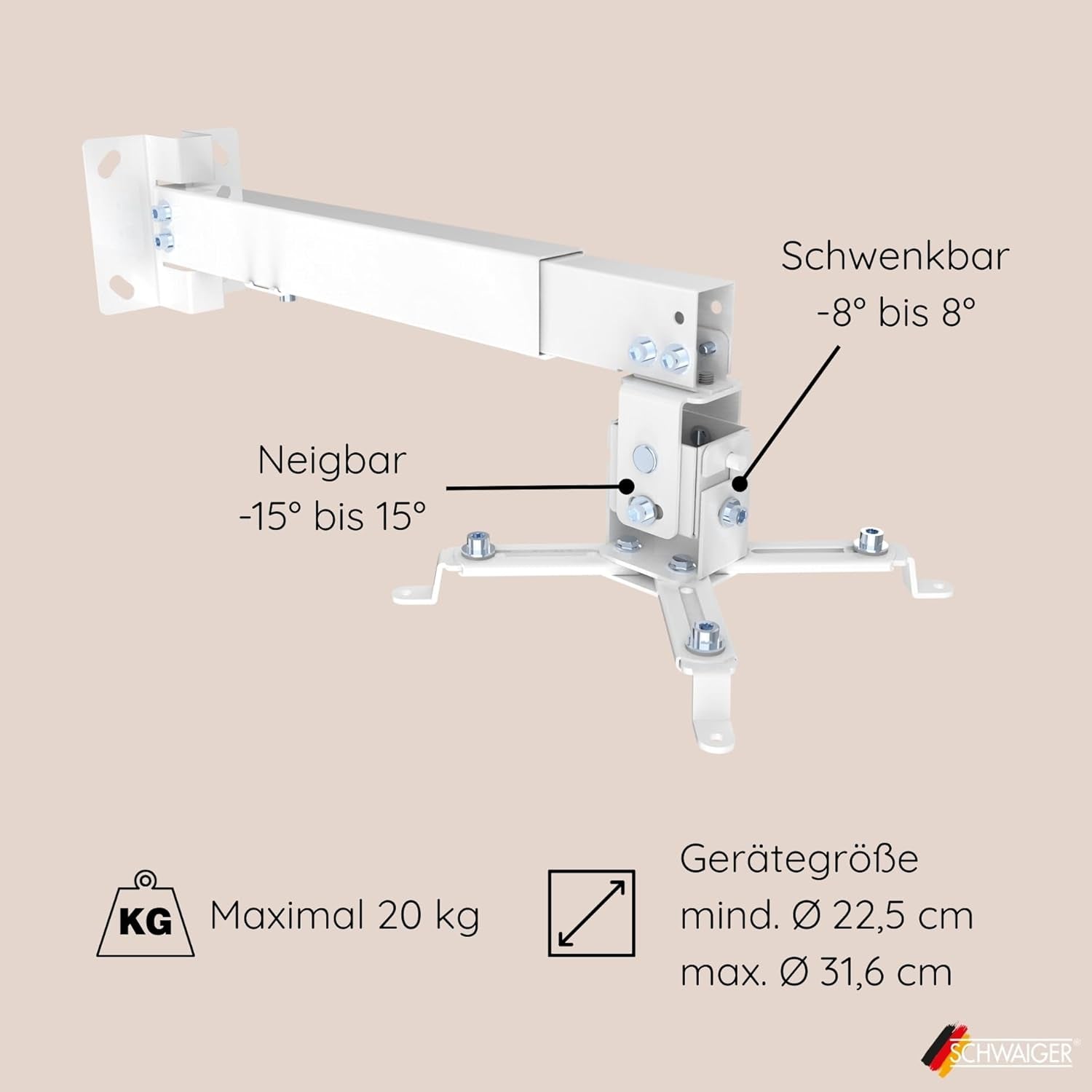 SCHWAIGER Projector Mount for Ceiling & Wall I Bracket for Projectors I Swivel, Tilt & Rotatable I U - AHW Store