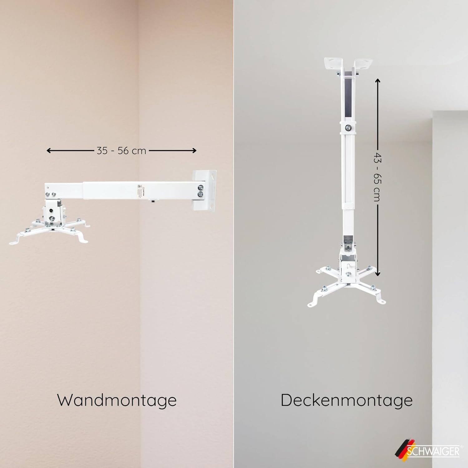 SCHWAIGER Projector Mount for Ceiling & Wall I Bracket for Projectors I Swivel, Tilt & Rotatable I U - AHW Store