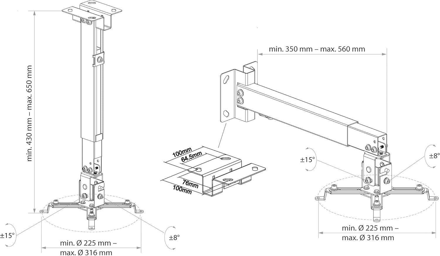 SCHWAIGER Projector Mount for Ceiling & Wall I Bracket for Projectors I Swivel, Tilt & Rotatable I U - AHW Store