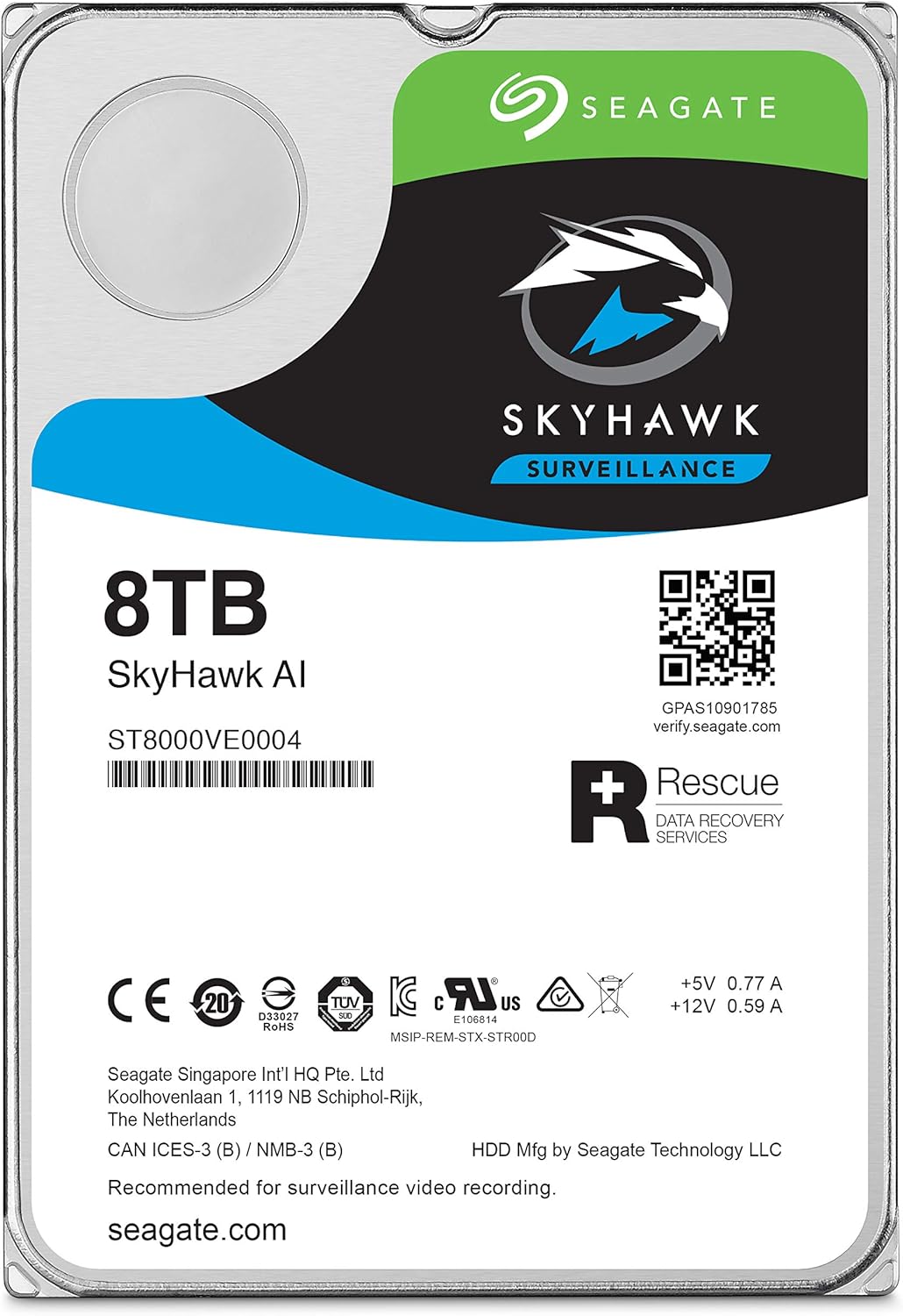 Seagate Skyhawk AI 8TB Surveillance Internal Hard Drive HDD–3.5 Inch SATA 6Gb/s 256MB Cache + Drive - AHW Store