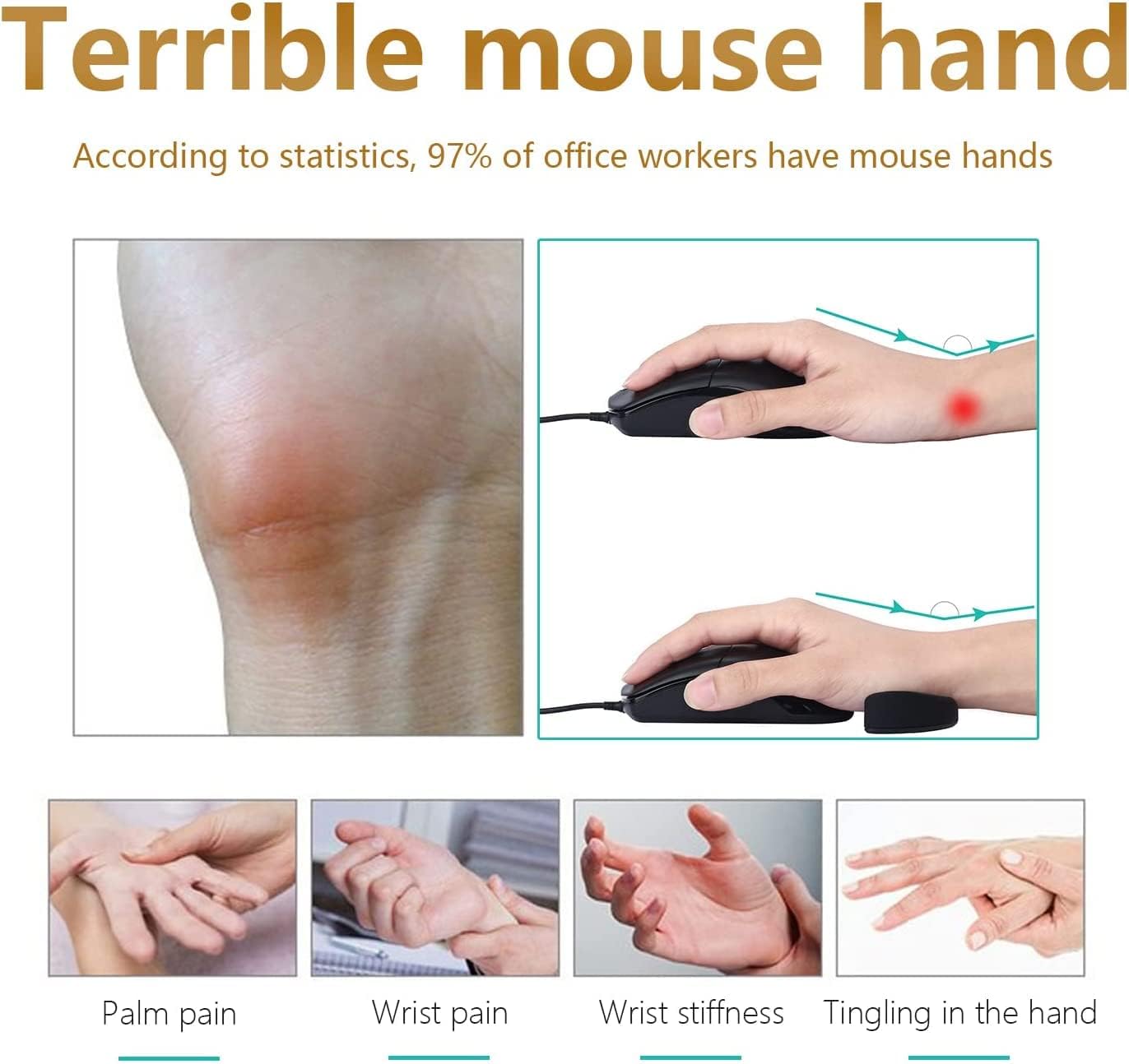 Showday Ergonomic Gliding Mouse Wrist Rest - Moving Palm Support Pad for Carpal Tunnel Pain Relief E - AHW Store