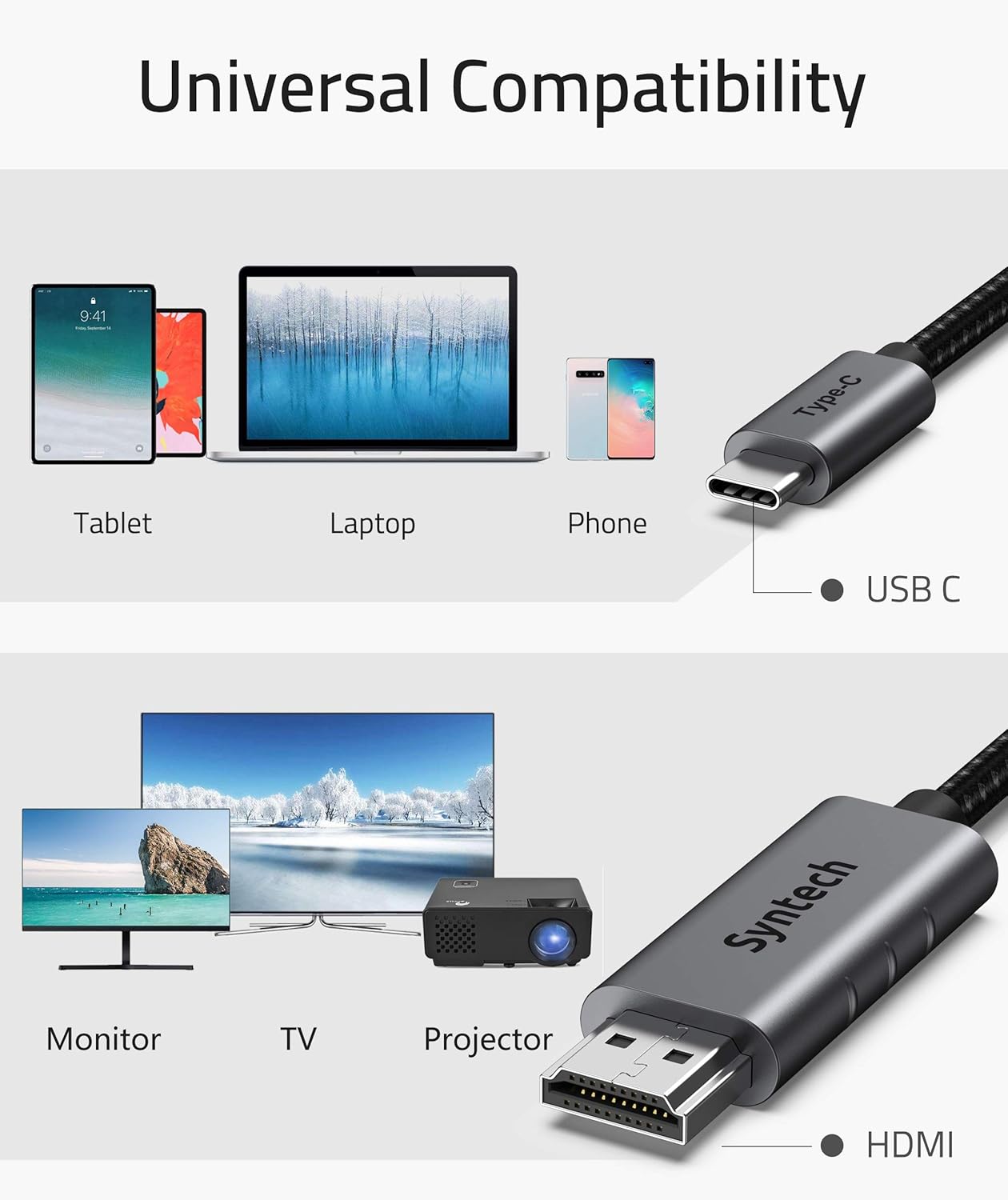 Syntech USB C to HDMI Cable 4K UHD 1.8m - AHW Store