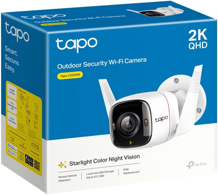 Tapo TP - Link Outdoor Security Wi - Fi Smart Camera, 4MP, Motion Detection, Starlight Night Vision, SD - AHW Store