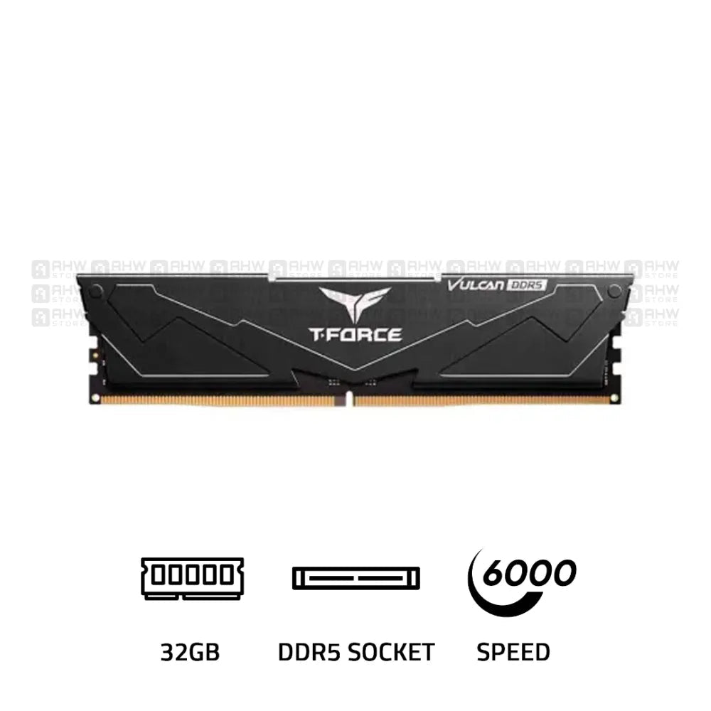TeamGroup T - FORCE VULCAN 32GB 6000MHZ CL 38 DDR5 INTEL XMP 3.0 AMD EXPO Black RAM - AHW Store