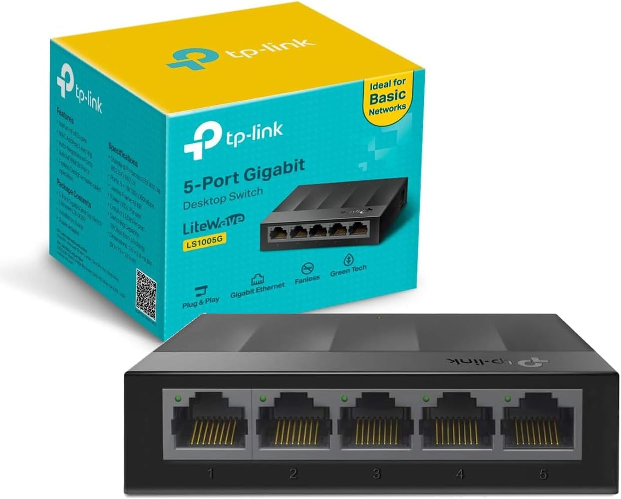 TP - LINK LS1005G Desktop Switch, 5 Ports - Black - AHW Store