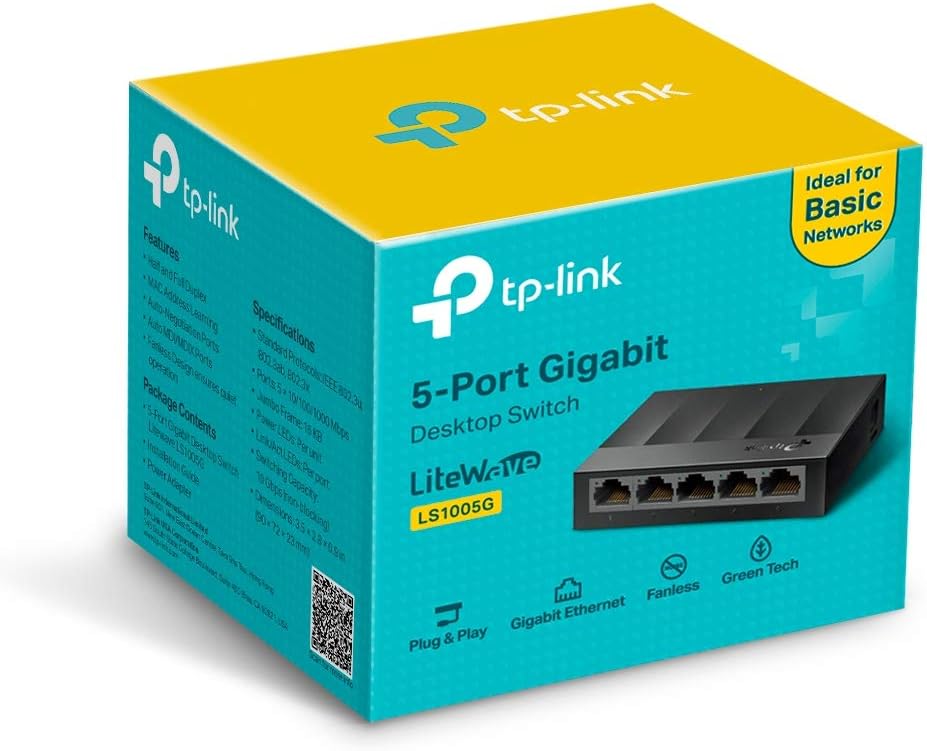 TP - LINK LS1005G Desktop Switch, 5 Ports - Black - AHW Store
