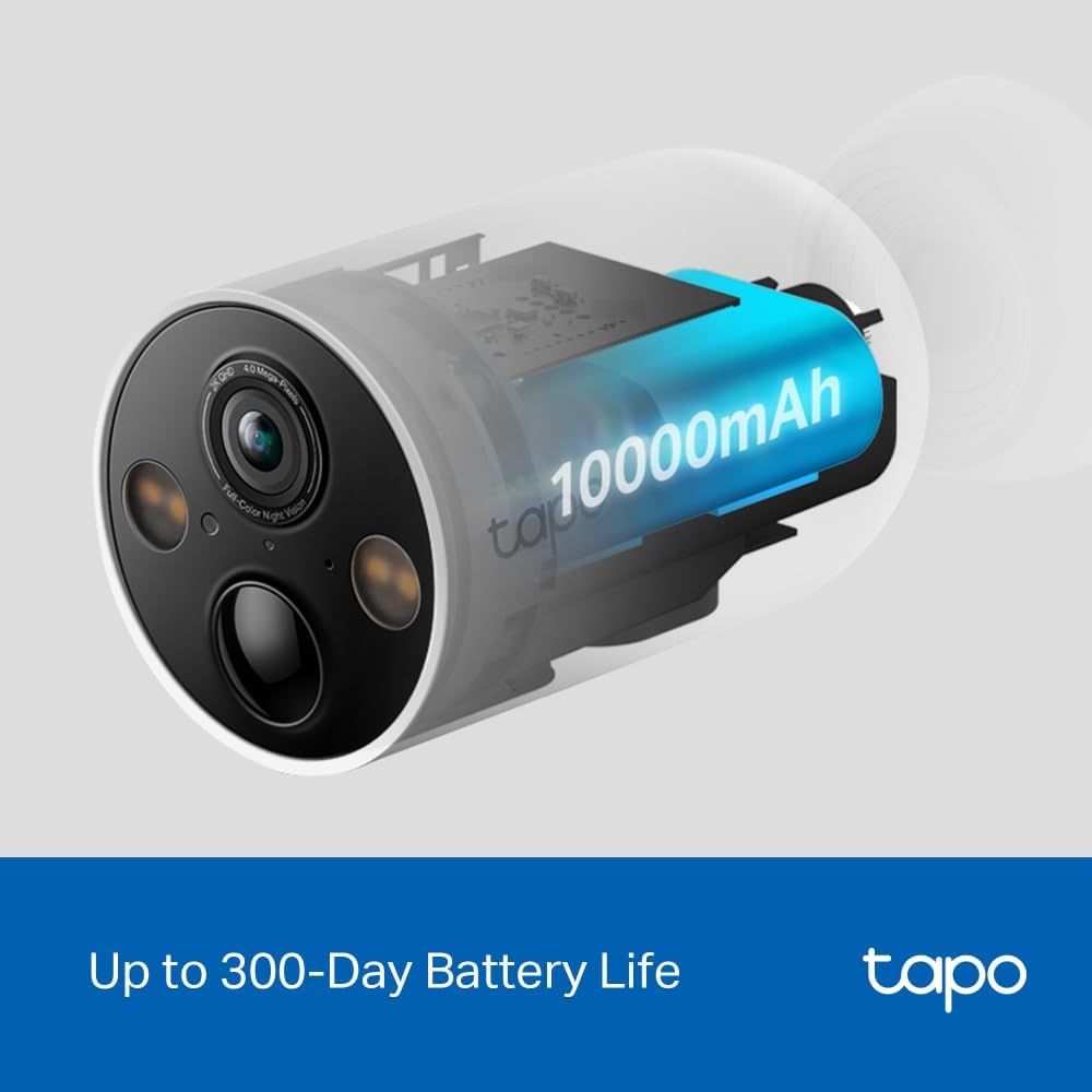 TP - Link Tapo Smart Home Battery - Powered Security Camera, Wireless, 2K QHD, IP66, 10000mAh Battery, 1 - AHW Store