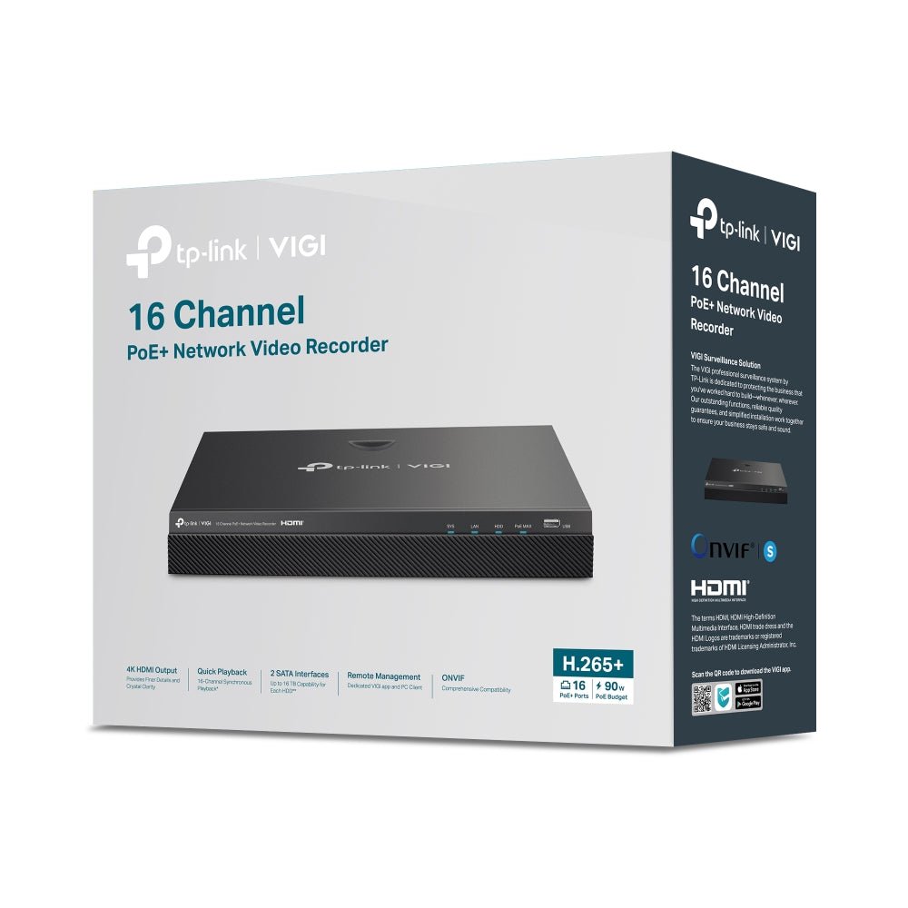 TP-Link VIGI NVR2016H-16P 16-Channel PoE+ Network Video Recorder - AHW Store