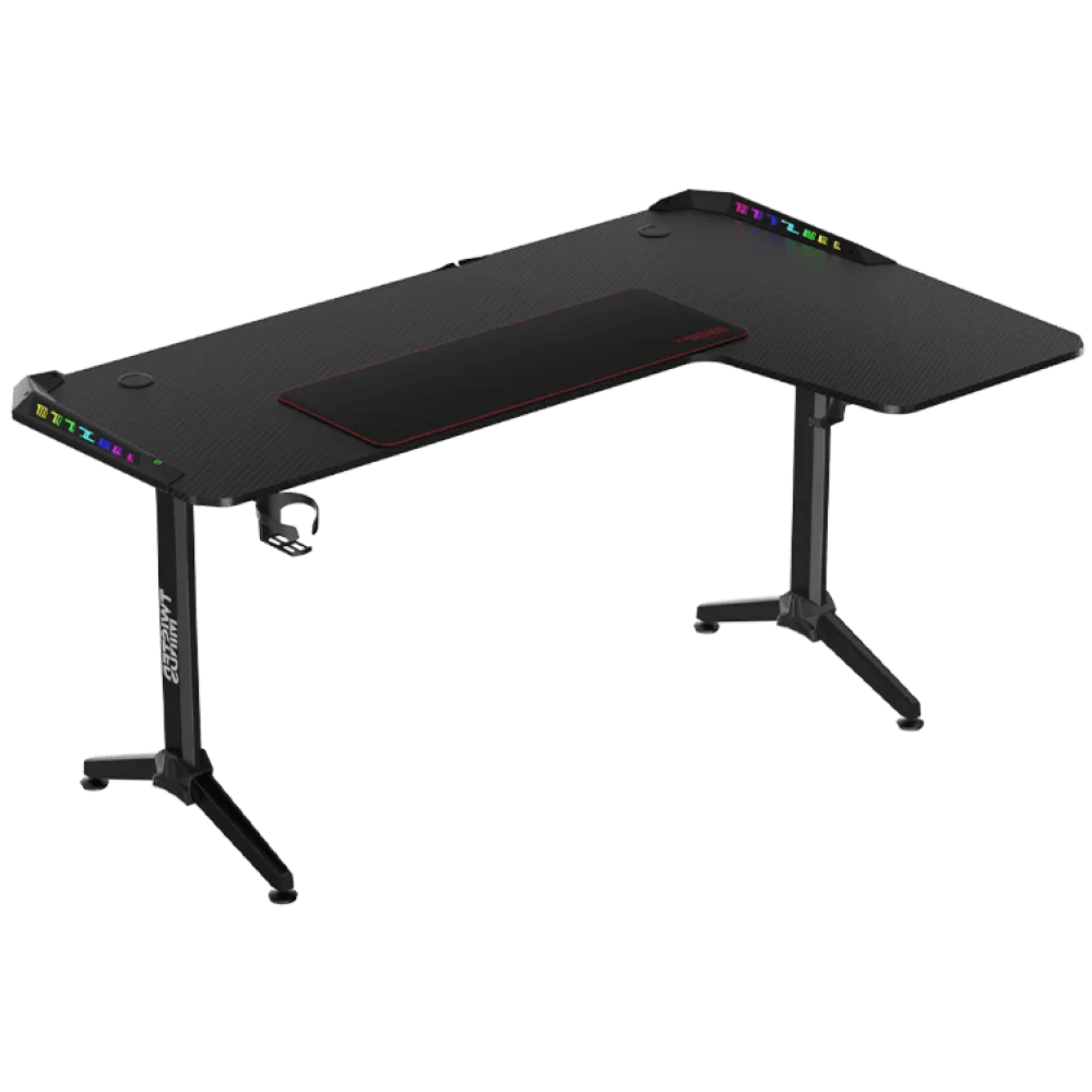 Twisted Minds WARRIOR L Shaped Gaming Desk RGB Right Black - AHW Store
