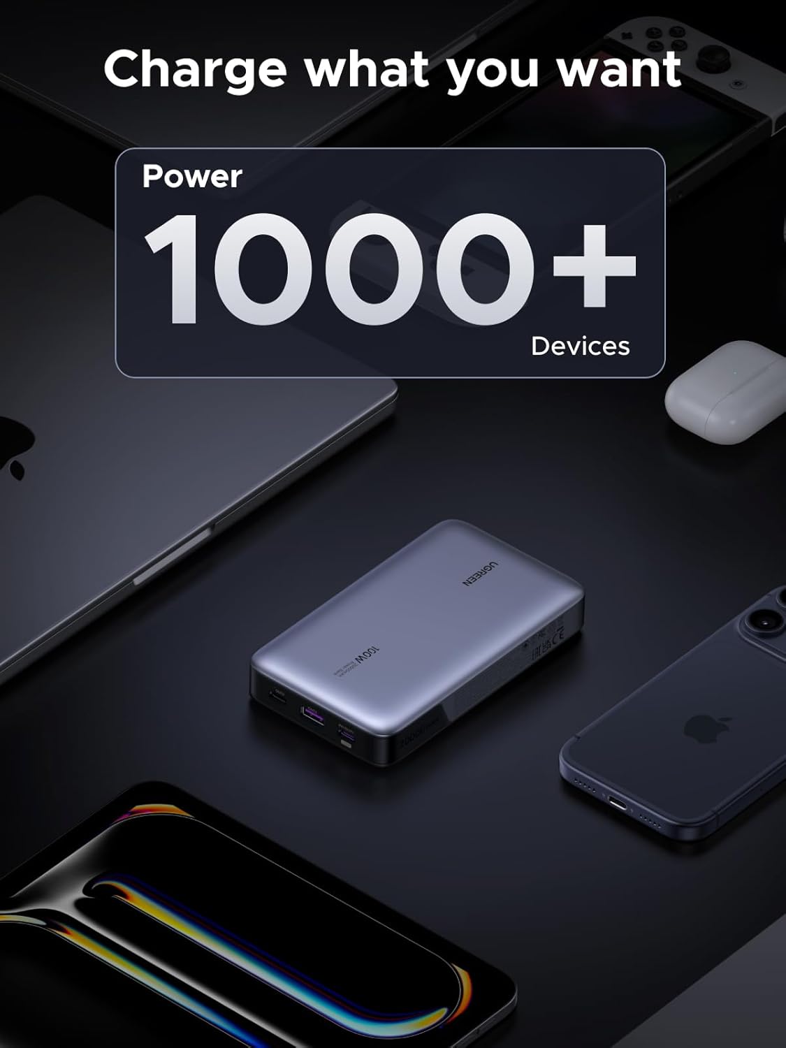 UGREEN 20000mAh 100W Two - way Fast Charging Power Bank Gray - AHW Store