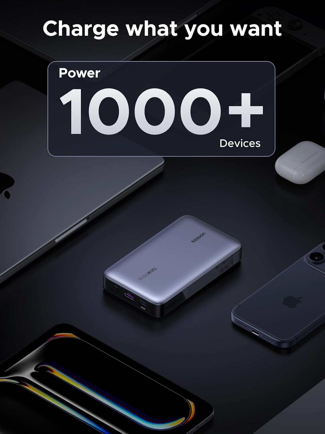 UGREEN 20000mAh 100W Two - way Fast Charging Power Bank Gray - AHW Store