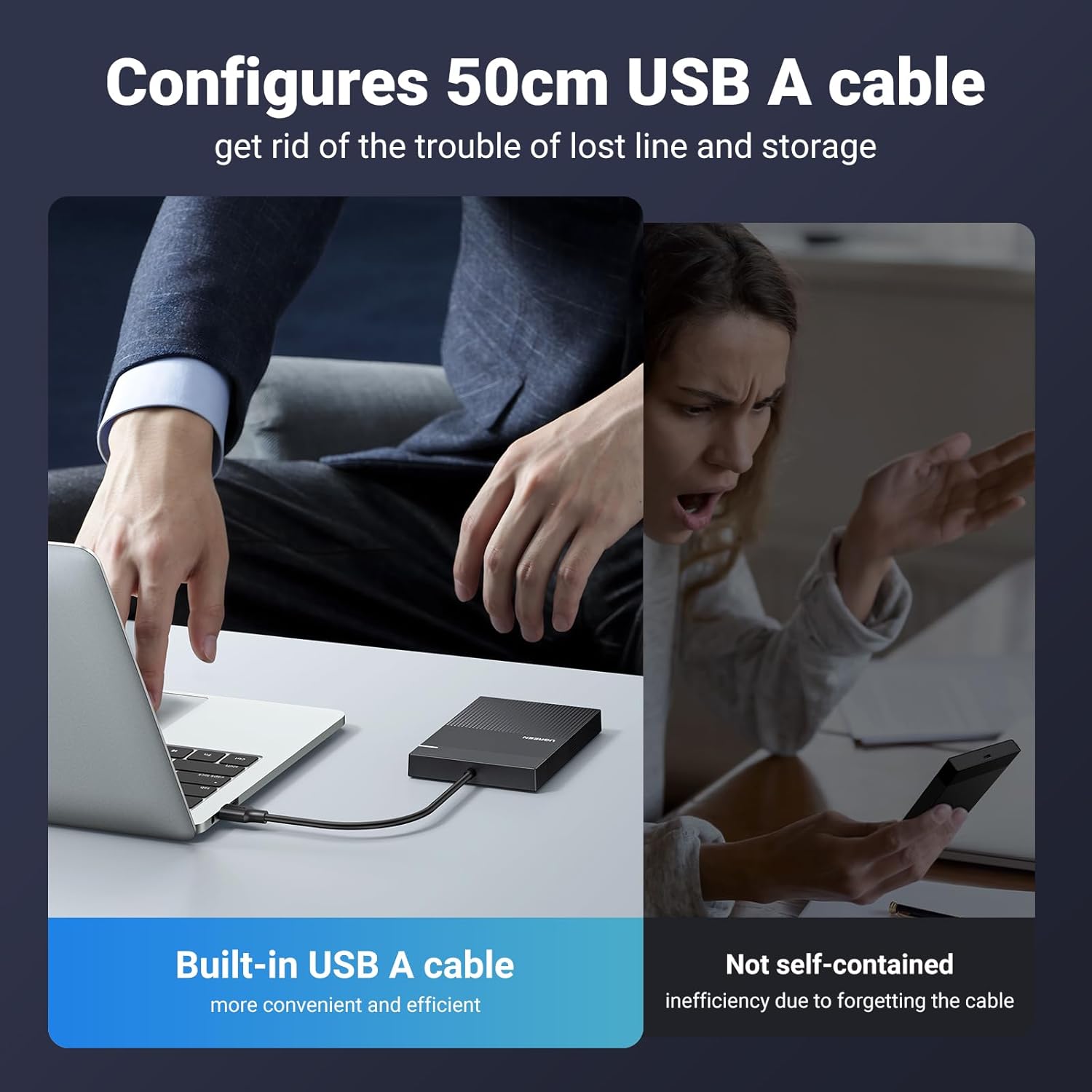 UGREEN 2.5 Inch Hard Drive Enclosure with Cable 5G - AHW Store