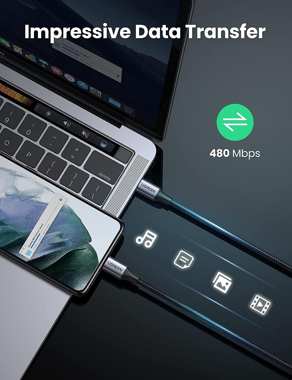 UGREEN 2M USB-C to USB-C 60W Cable - AHW Store