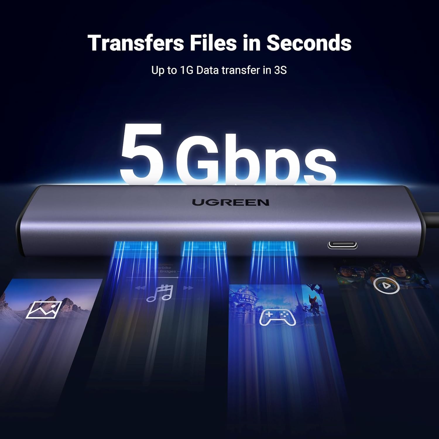 Ugreen 5 - in - 1 USB 3.0 to Ethernet Adapter Multiport Hub - AHW Store