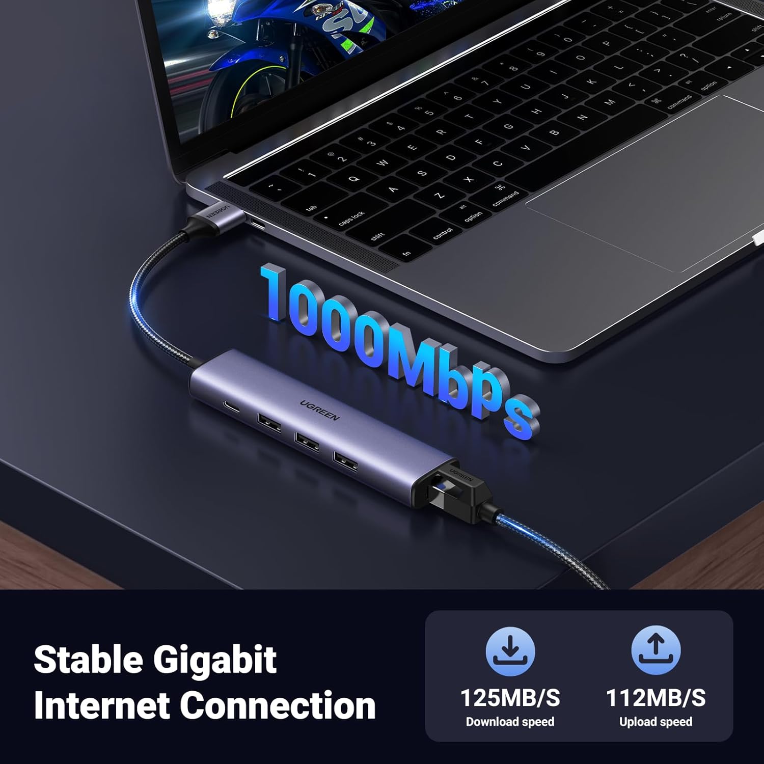Ugreen 5 - in - 1 USB 3.0 to Ethernet Adapter Multiport Hub - AHW Store