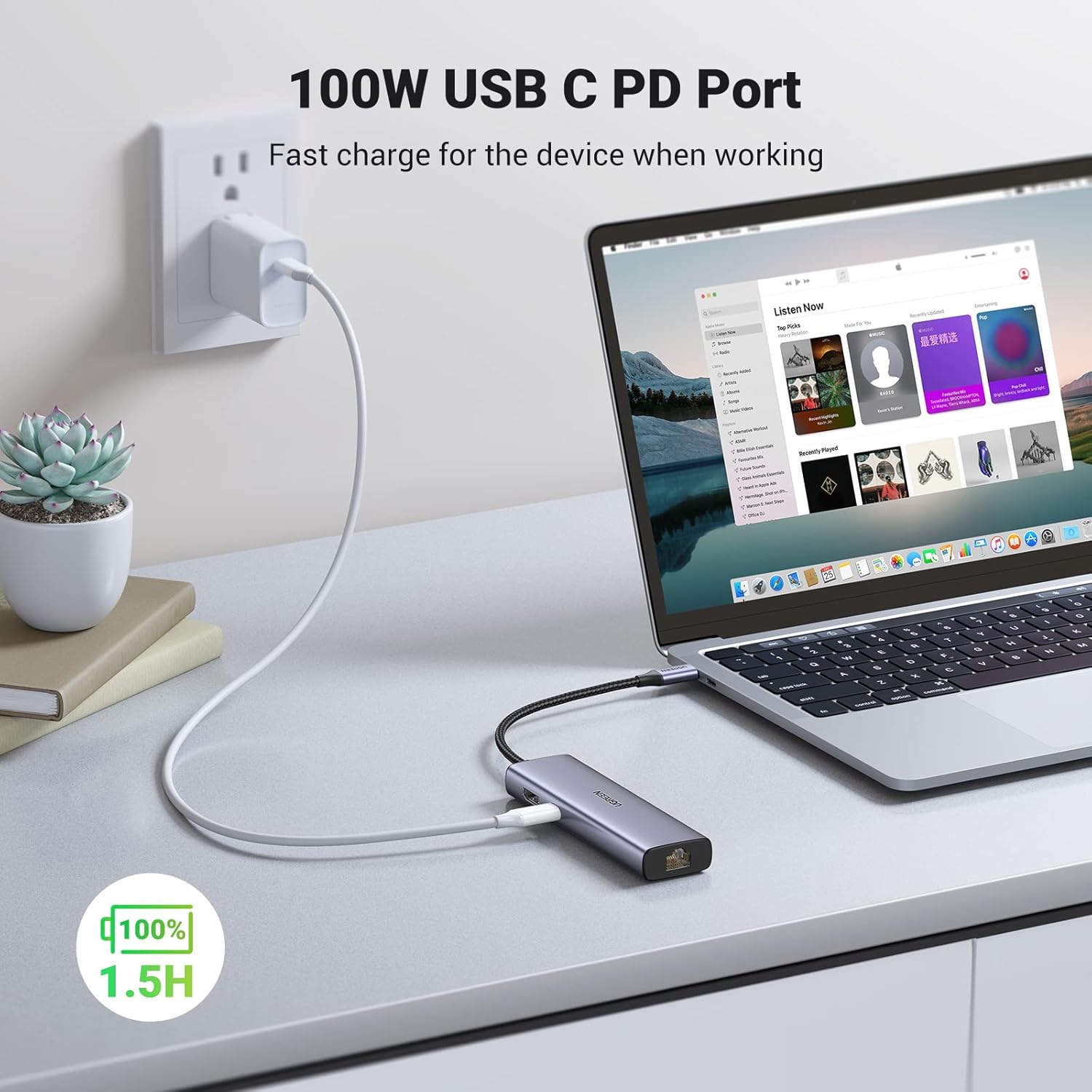 UGREEN 7 - in - 1 USB C Hub 4K HDMI Multiport Adapter with 1Gbps Ethernet and 100W PD charging plus 2 USB 3.0 and SD TF Card Reader Type C Dongle for MacBook and Laptops Model 90568 - AHW Store