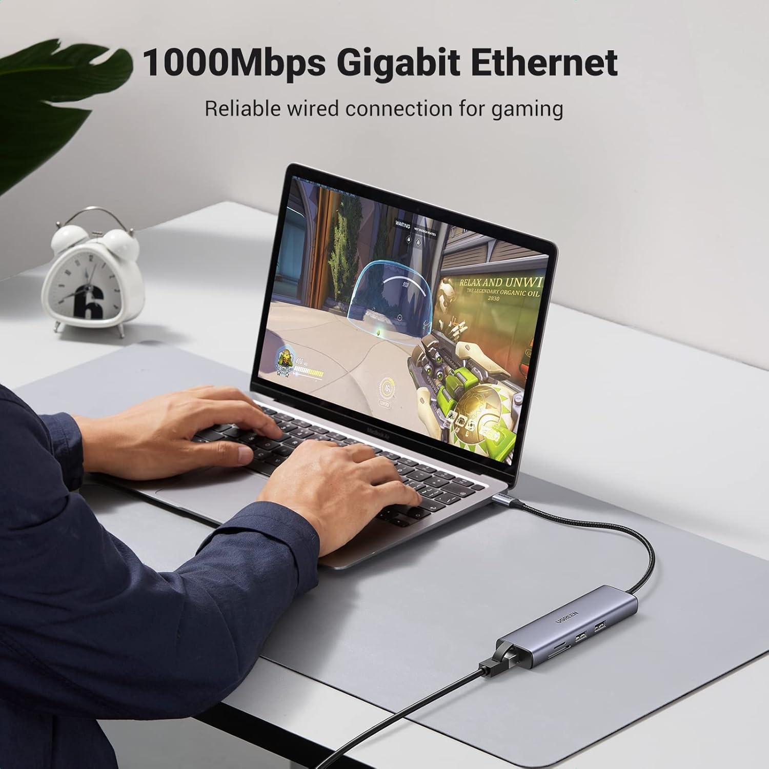 UGREEN 7 - in - 1 USB C Hub 4K HDMI Multiport Adapter with 1Gbps Ethernet and 100W PD charging plus 2 USB 3.0 and SD TF Card Reader Type C Dongle for MacBook and Laptops Model 90568 - AHW Store