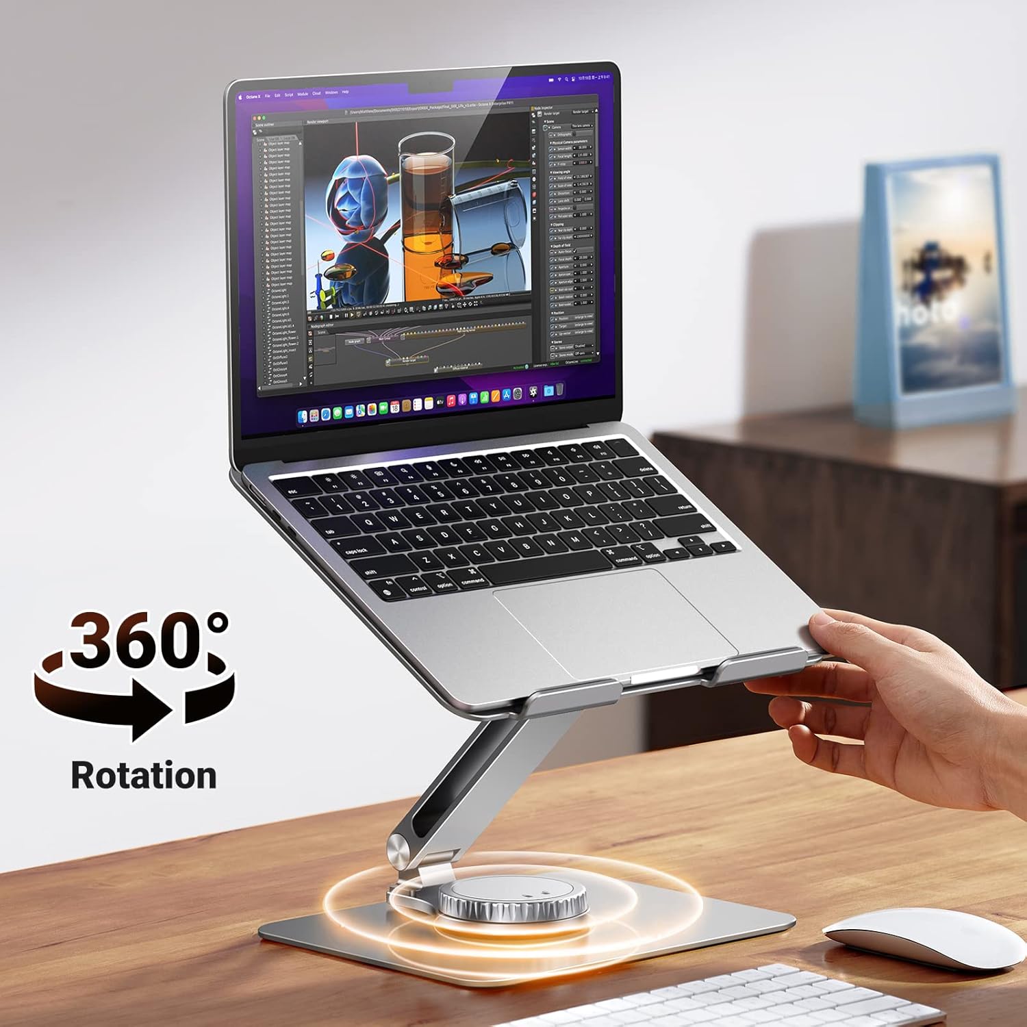 UGREEN 90849 Adjustable Laptop Stand 360° Rotating Base Ergonomic Holder Aluminum Alloy Ventilated D - AHW Store