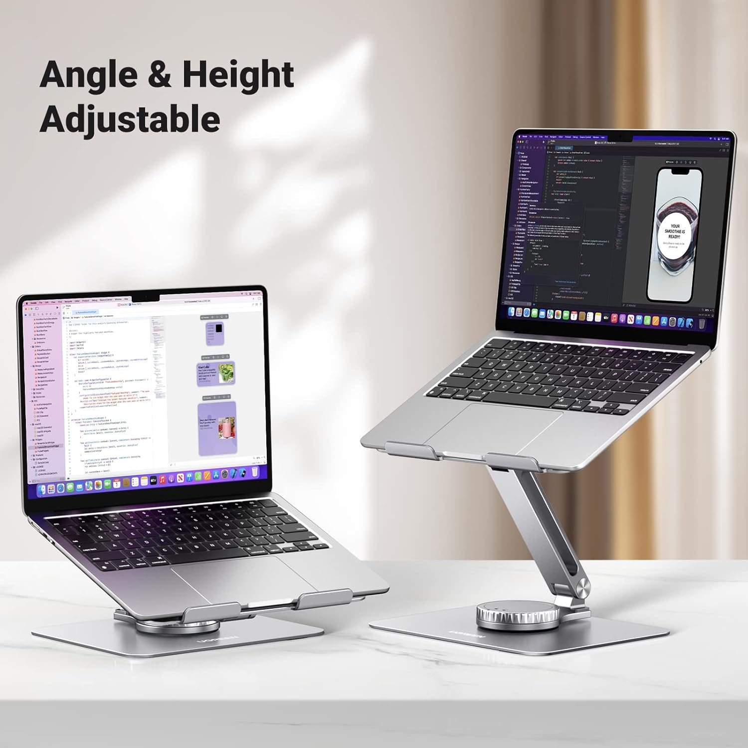 UGREEN 90849 Adjustable Laptop Stand 360° Rotating Base Ergonomic Holder Aluminum Alloy Ventilated D - AHW Store
