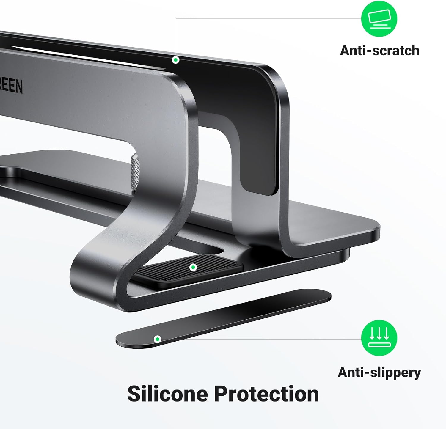 UGREEN Aluminum Vertical Laptop Stand, Double Desktop Stand Holder with Adjustable Dock Space - Saving - AHW Store