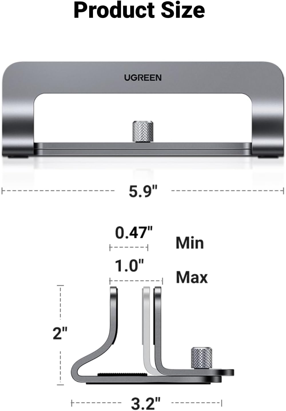 UGREEN Aluminum Vertical Laptop Stand, Double Desktop Stand Holder with Adjustable Dock Space - Saving - AHW Store