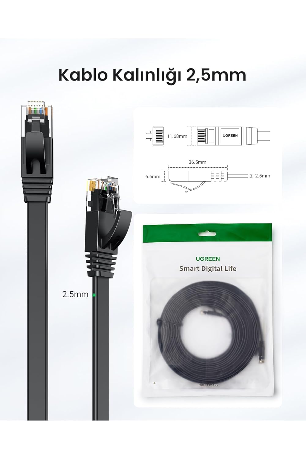 UGREEN Cat 6 Flat Ethernet Cable 20m - AHW Store