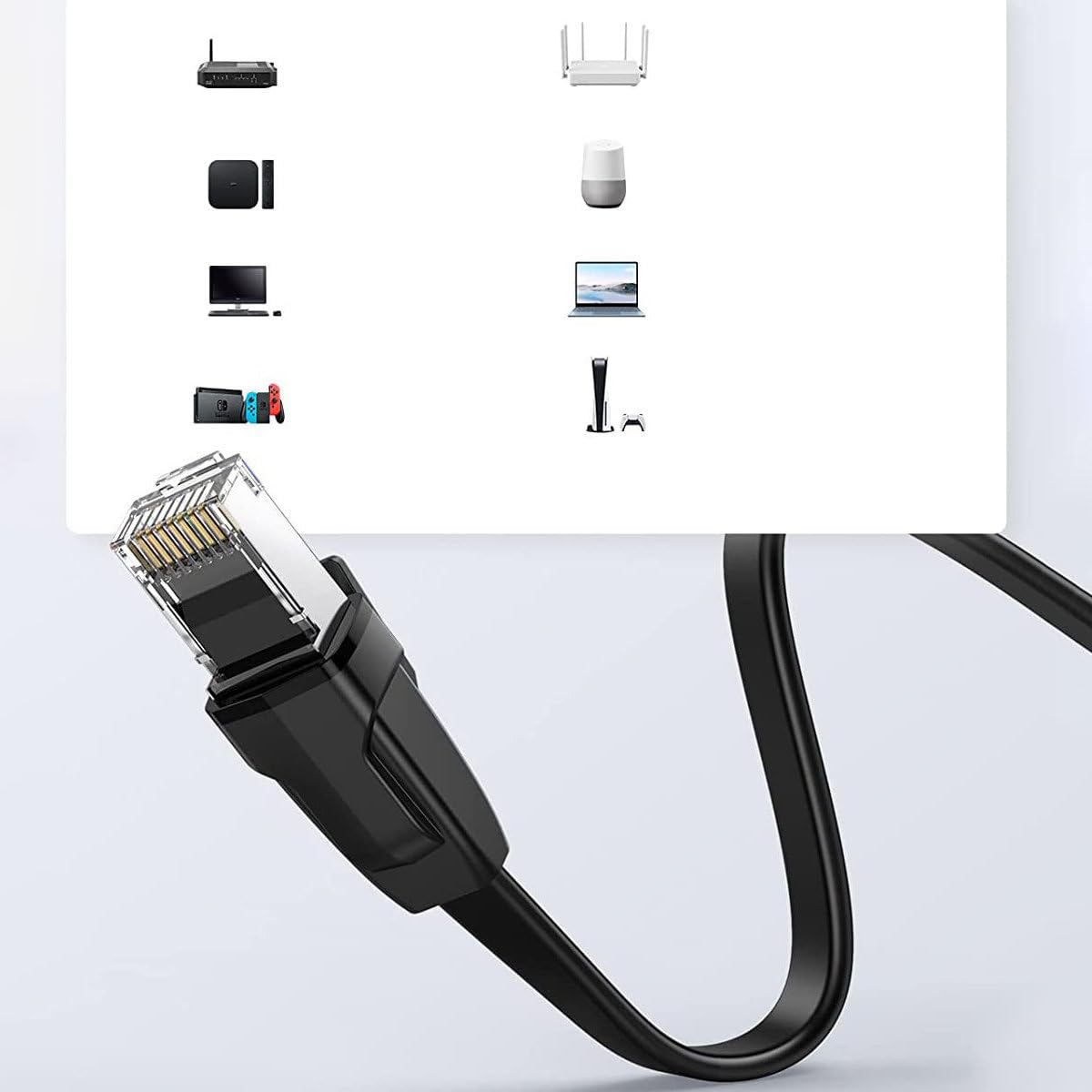 UGREEN Cat 6 Flat LAN Cable 5m Black - AHW Store