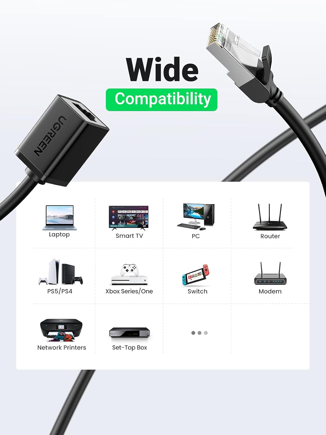 UGREEN Cat 6 F/UTP Ethernet RJ45 Extension Male/Female Patch Cords 1m (Black) - 11279 - AHW Store