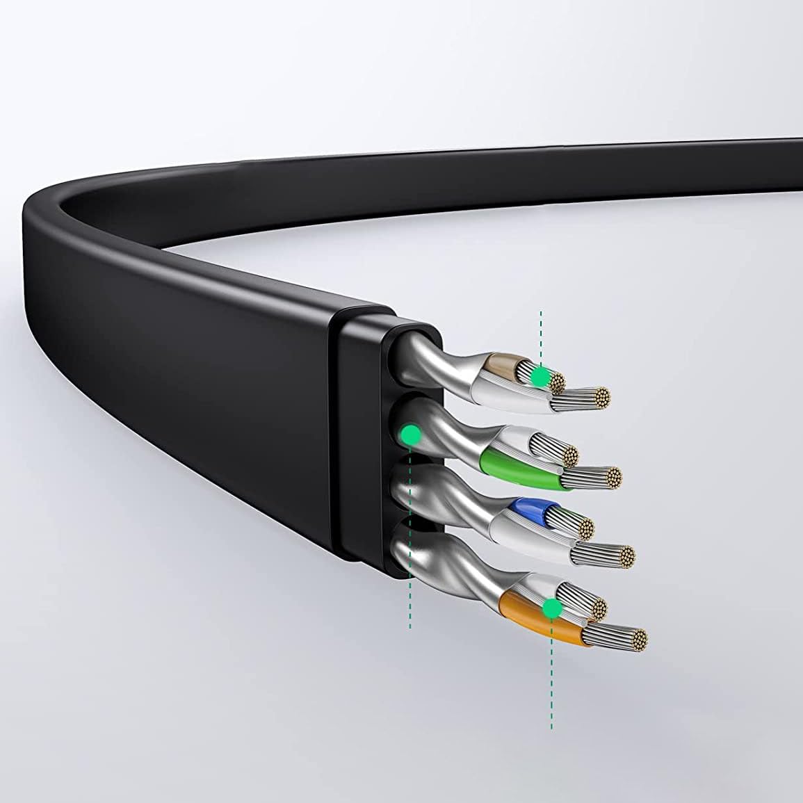 UGREEN Cat 6 U/UTP Lan Flat Cable 0.5m (Black) - AHW Store