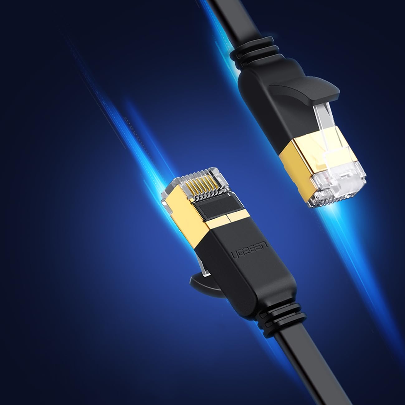 UGREEN Cat 7 U/FTP Lan Cable Flat Design 0.5m (Black) - AHW Store