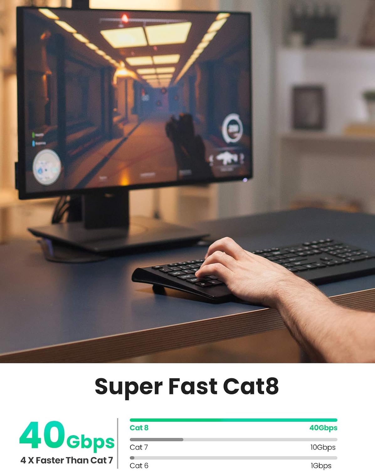 UGREEN Cat 8 RJ45 Ethernet Cable 0.5m - AHW Store