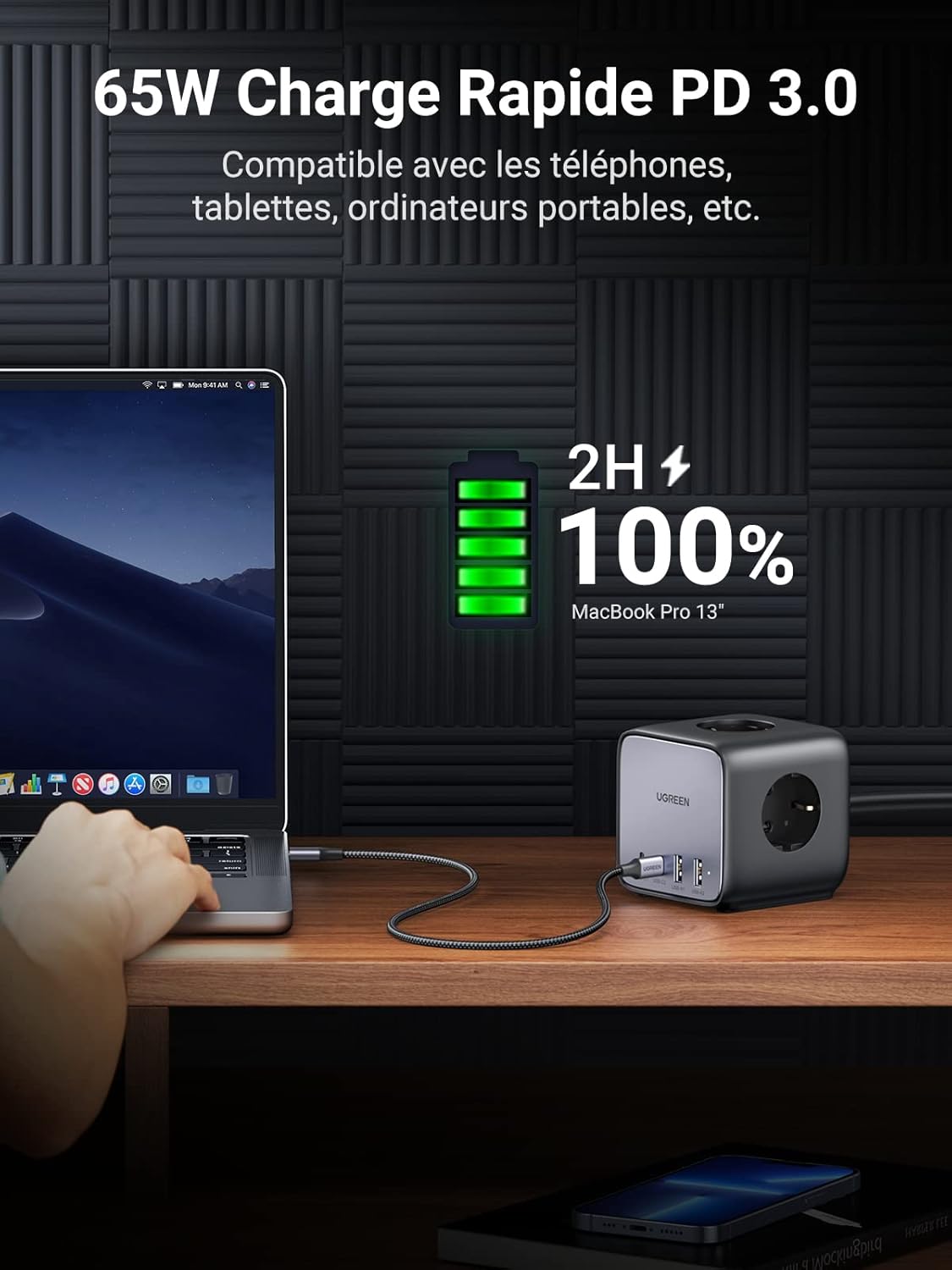 UGREEN DigiNest Cube 65W 7 in 1 stekkerdoos - AHW Store