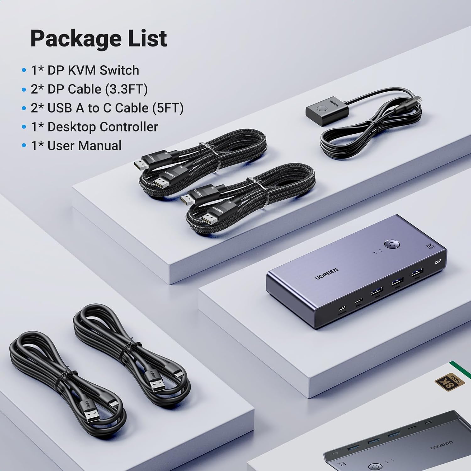 UGREEN Display Port KVM Switch 2 In 1 Out - AHW Store