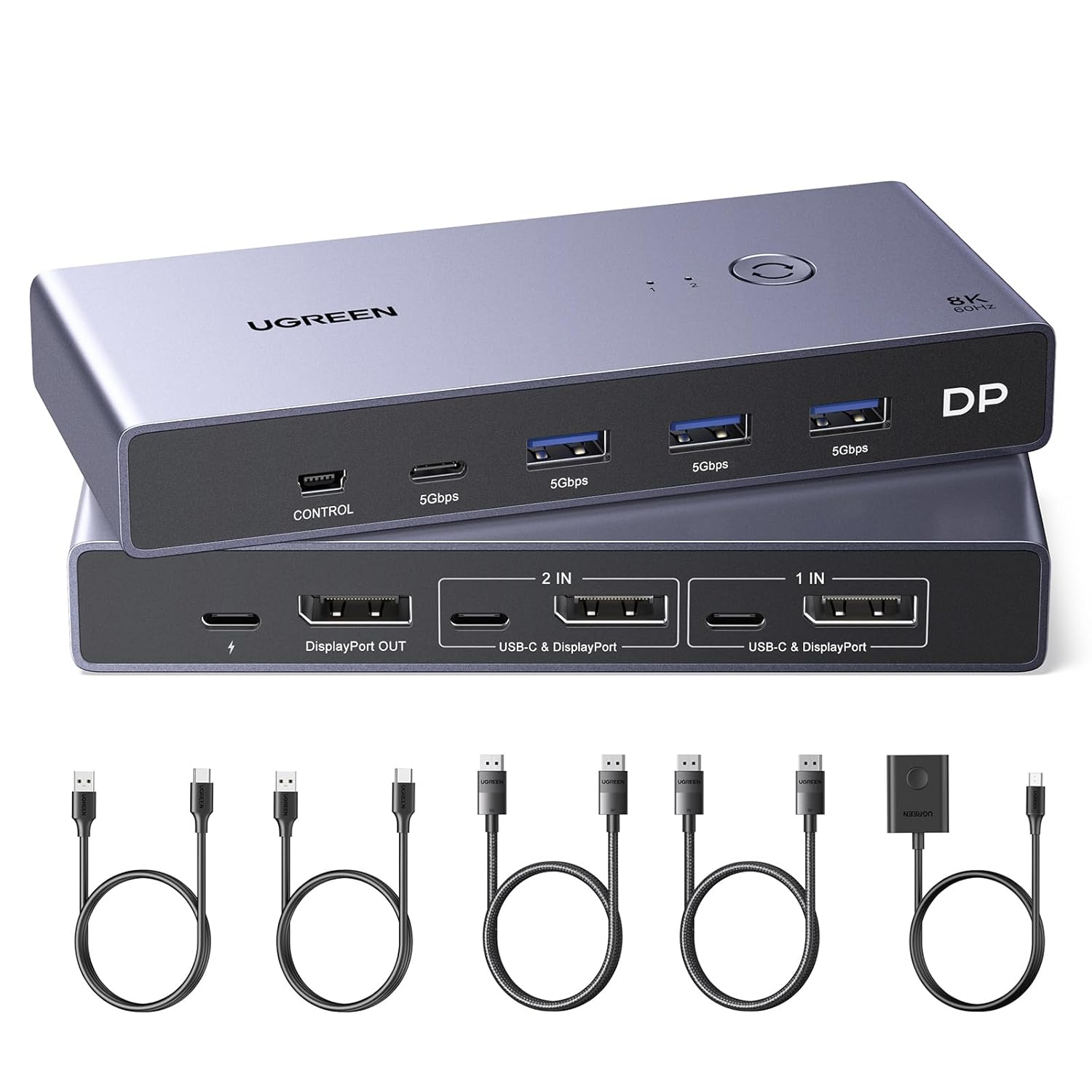 UGREEN Display Port KVM Switch 2 In 1 Out - AHW Store