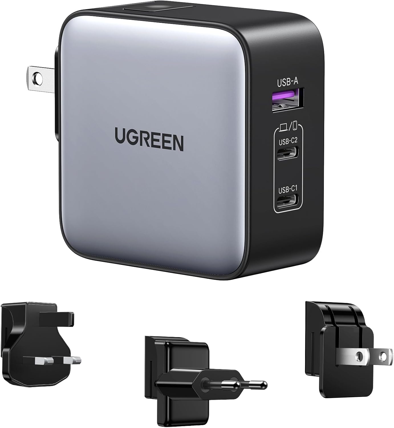 UGREEN Fast Charger GaN 1USB - A&2USB - C 65W Black - AHW Store